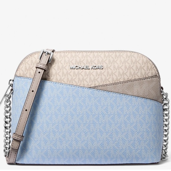 Michael Kors Medium Dome Jet Set Travel Color-Block Signature Logo Crossbody Bag - Picture 1 of 10